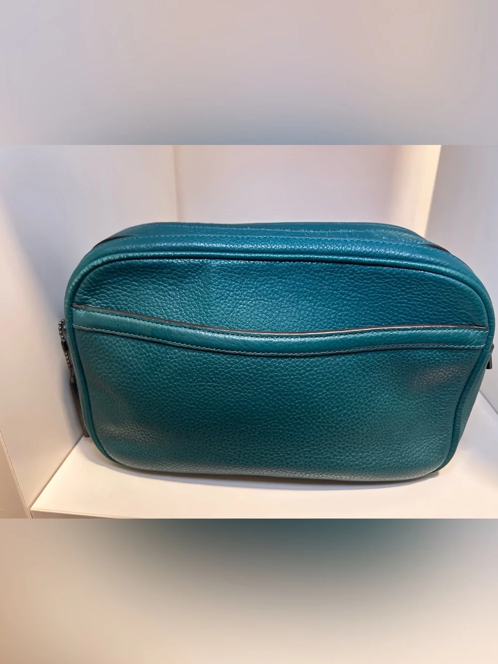 Coach Teal Jes Pebbled Leather Camera Crossbody Bag